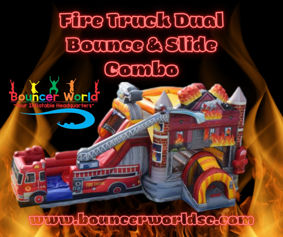FIRETRUCK DUAL LANE BOUNCE SLIDE COMBO FIRETRUCK DUAL LANE BOUNCE SLIDE COMBO