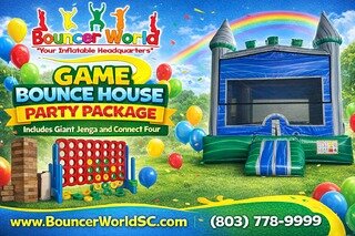 1 BOUNCE HOUSE PARTY PACKAGE WITH GIANT JENGA & CONNECT FOUR 1 BOUNCE HOUSE PARTY PACKAGE WITH GIANT JENGA & CONNECT FOUR