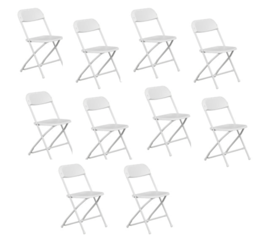 White Folding Chairs - Bundles of 10
