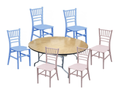 48" Kids Round Table and 6 Kids Mix Resin Chiavari Chairs
