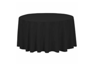 Black Polyester Round Tablecloth 120" 