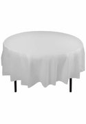 84' White Round Plastic Tablecloth