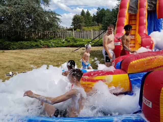 Fire and Ice water slide with foam party