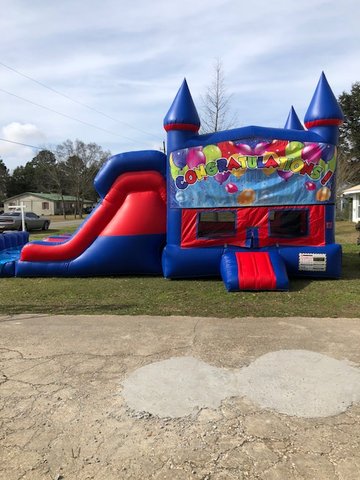 Congratulations 7' Double Lane Dry Slide Bounce House Combo Congratulations 7' Double Lane Dry Slide Bounce House Combo