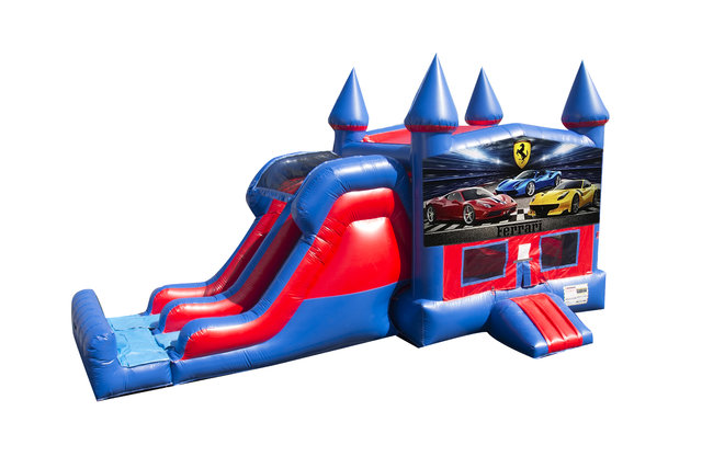 Ferrari 7' Double Lane Dry Slide With Bounce House Ferrari 7' Double Lane Dry Slide With Bounce House