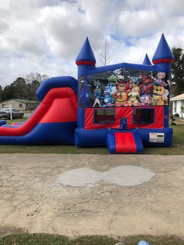 Five Nights At Freddy's 7' Double Lane Dry Slide With Bounce House Five Nights At Freddy's 7' Double Lane Dry Slide With Bounce House