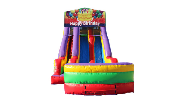 Happy Birthday Cake 18' Double Lane Dry Slide Happy Birthday Cake 18' Double Lane Dry Slide