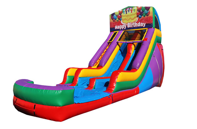 Happy Birthday Cake 18' Double Lane Water Slide Happy Birthday Cake 18' Double Lane Water Slide