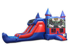 Incredible Hulk 7' Double Lane Dry Slide Bounce House Combo Incredible Hulk 7' Double Lane Dry Slide Bounce House Combo
