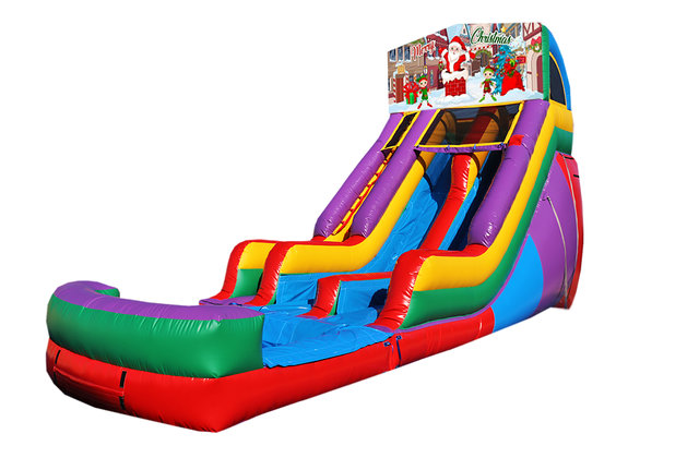 Merry Christmas 18' Double Lane Water Slide Merry Christmas 18' Double Lane Water Slide