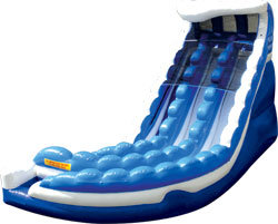 A 20' Curve Action Double Lane Water Slide With Pool A 20' Curve Action Double Lane Water Slide With Pool