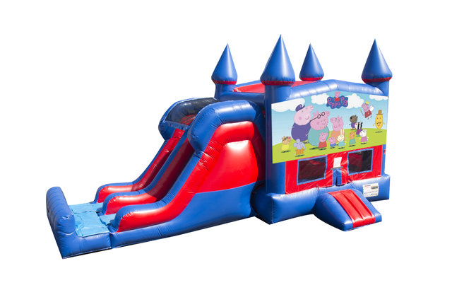 Peppa Pig 7' Double Lane Dry Slide Bounce House Combo Peppa Pig 7' Double Lane Dry Slide Bounce House Combo