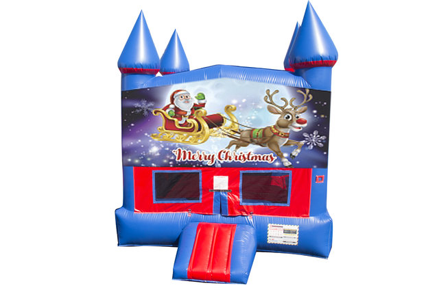 Santa and Rudolph Bounce House with Basketball Goal Santa and Rudolph Bounce House with Basketball Goal