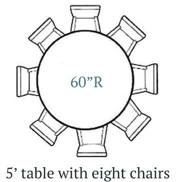 5 Ft Round Table (1) With Chairs (8)
