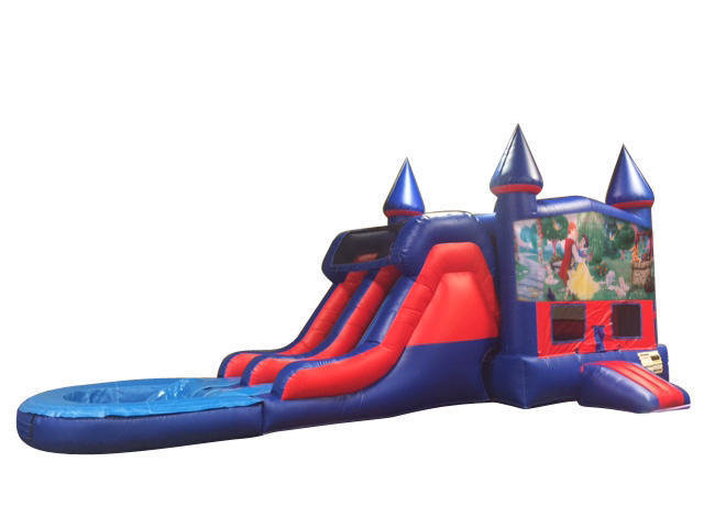 Snow White 7' Double Lane Water Slide With Bounce House Snow White 7' Double Lane Water Slide With Bounce House