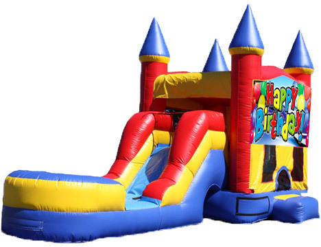 5-in-1 Castle Combo with Slide - Happy Birthday (Dry)