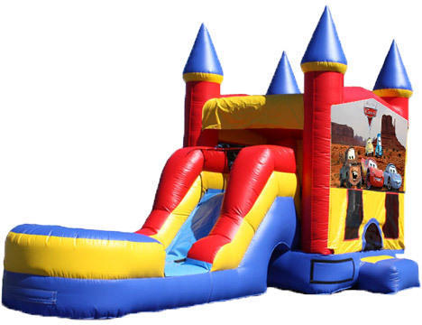 5-in-1 Castle Combo with Slide (Wet) - Cars