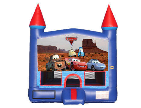 Blue & Red Castle Bounce House - Cars
