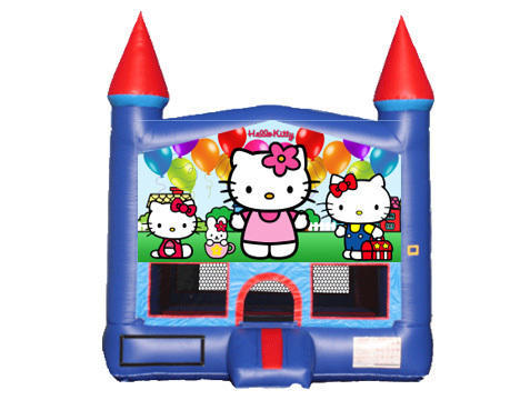 Blue & Red Castle Bounce House - Hello Kitty
