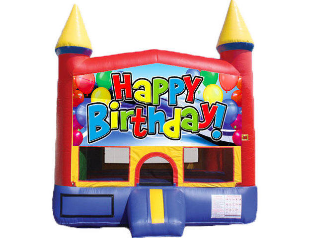 Mini Castle Bounce House - Happy Birthday