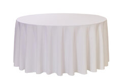 120' White Round Poly Table Covers