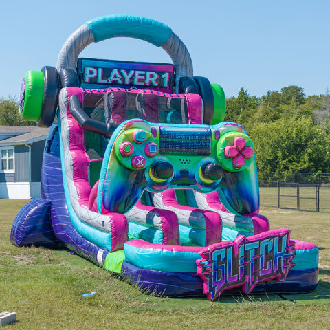 18 Ft Gamers Glitch Dual Lane Waterslide 18 Ft Gamers Glitch Dual Lane Waterslide