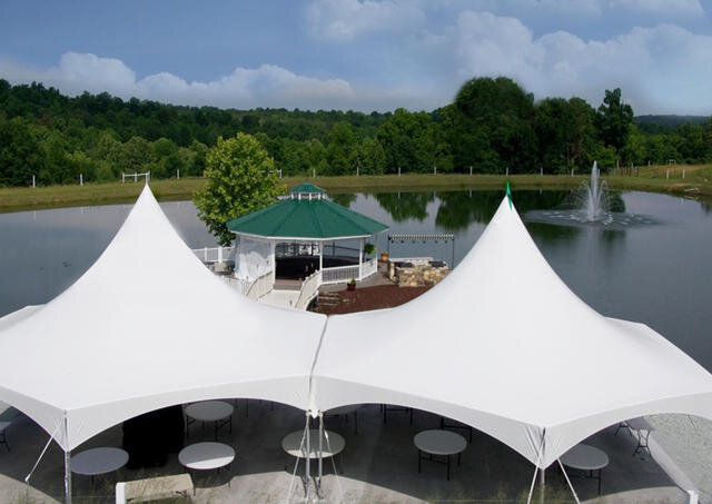 2-40' Hexagon Premium High Peak Frame Party Tent Rental 2-40' Hexagon Premium High Peak Frame Party Tent Rental