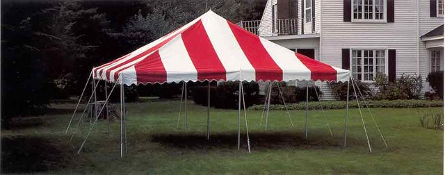 20x20 red and white pole tent
