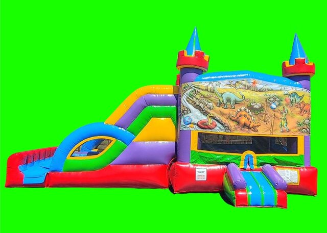 Dinosaur Bounce and Double Lane Water Slide DRY