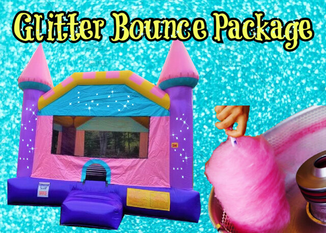 glitter bounce house with a cotton candy machine rental
