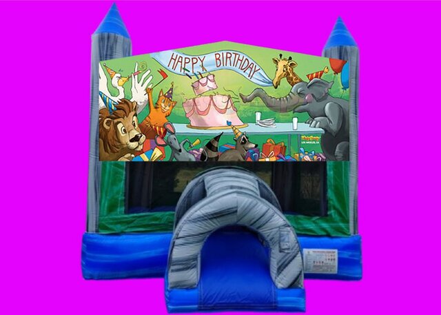 Happy Birthday Bounce House Rental - Blue