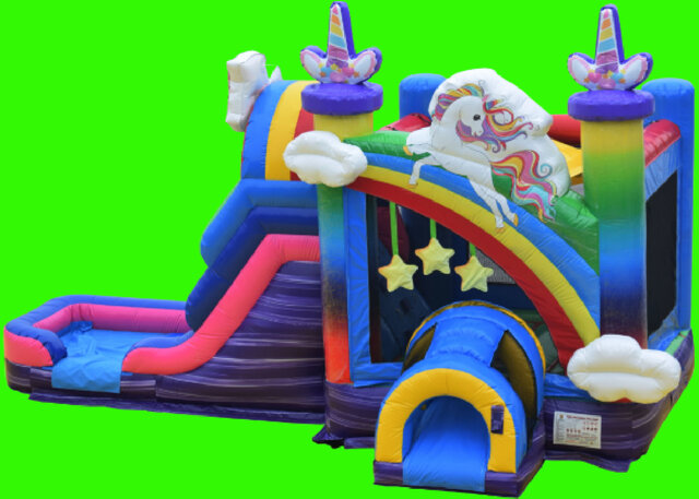 Unicorn Rainbow Bounce and Slide Combo Dry Inflatable Rental