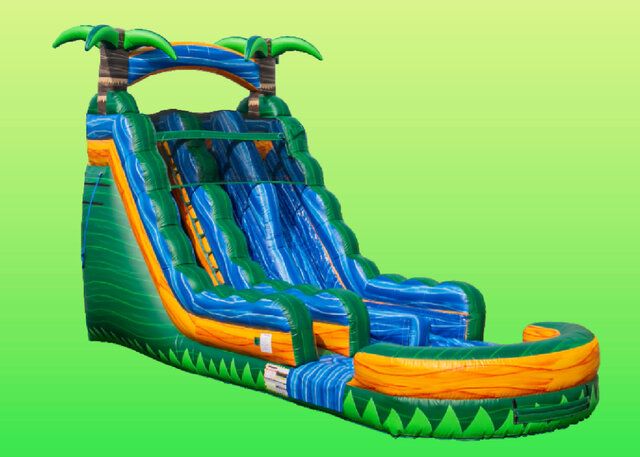 Tropical Emerald Rush Double Lane Water Slide - 18ft Tropical Emerald Rush Double Lane Water Slide - 18ft