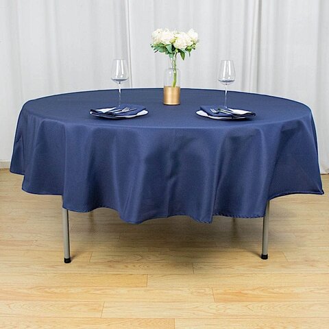Round Table Linens, Navy Blue 90in Round Table Linens, Navy Blue 90in