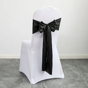 Chair Sash, Black Satin Chair Sash, Black Satin