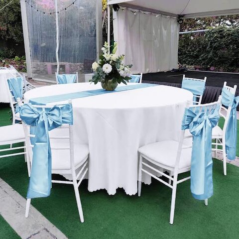 Table Runner, Baby Blue Satin Table Runner, Baby Blue Satin