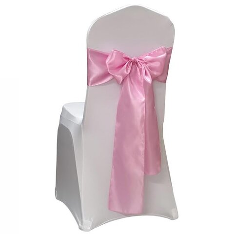 Chair Sash, Light Pink Satin Chair Sash, Light Pink Satin