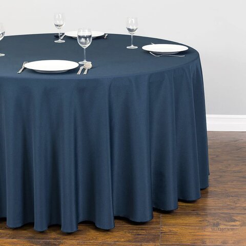 Round Table Linens, Navy Floor Length Round Table Linens, Navy Floor Length