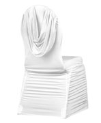 Banquet Chair Cover, Swag Back Ruche, White