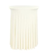 Cocktail Table Linen, White Spandex w/Natural Wavy Drapes