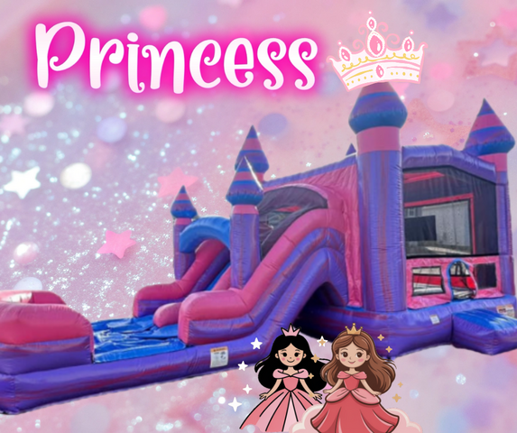 Princess Bounce House With Double Lane Water Slide Rental Princess Bounce House With Double Lane Water Slide Rental