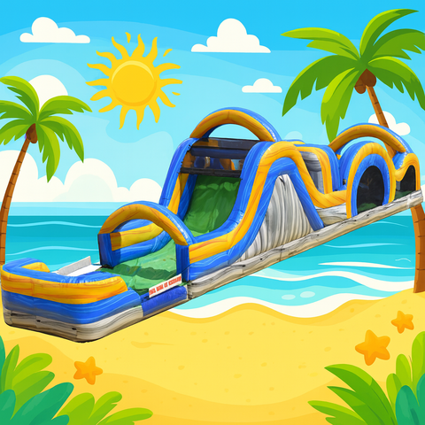 40Ft Mega Marble Dual Lane Obstacle Course Water Slide 40Ft Mega Marble Dual Lane Obstacle Course Water Slide