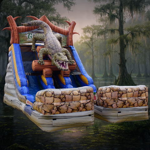 16Ft Dual Lane Alligator Swamp Slide  16Ft Dual Lane Alligator Swamp Slide