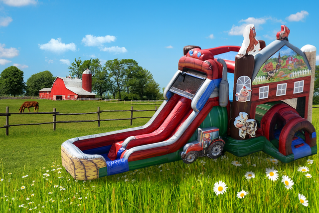 Barnyard Dual Lane Combo Water Slide Barnyard Dual Lane Combo Water Slide