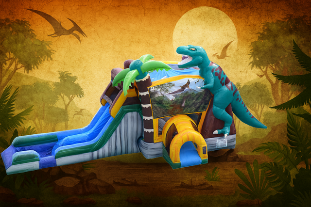 Jurassic Dual Lane Combo Water Slide Jurassic Dual Lane Combo Water Slide