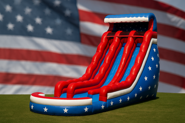 18Ft Stars And Strips Dual Lane Water Slide 18Ft Stars And Strips Dual Lane Water Slide