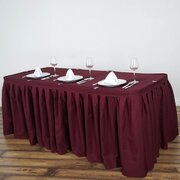 14 Ft Burgundy Pleated  Polyester tableskirt
