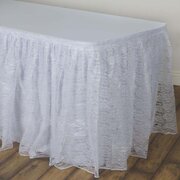 14 Ft  White Lace Skirt Pleated