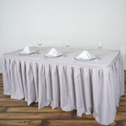 17 Ft  Grey Pleated Polyester Table Skirt