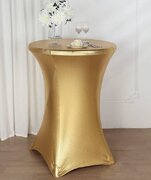 30 IN. ROUND STRETCH COCKTAIL TABLECLOTH  SHINY GOLD